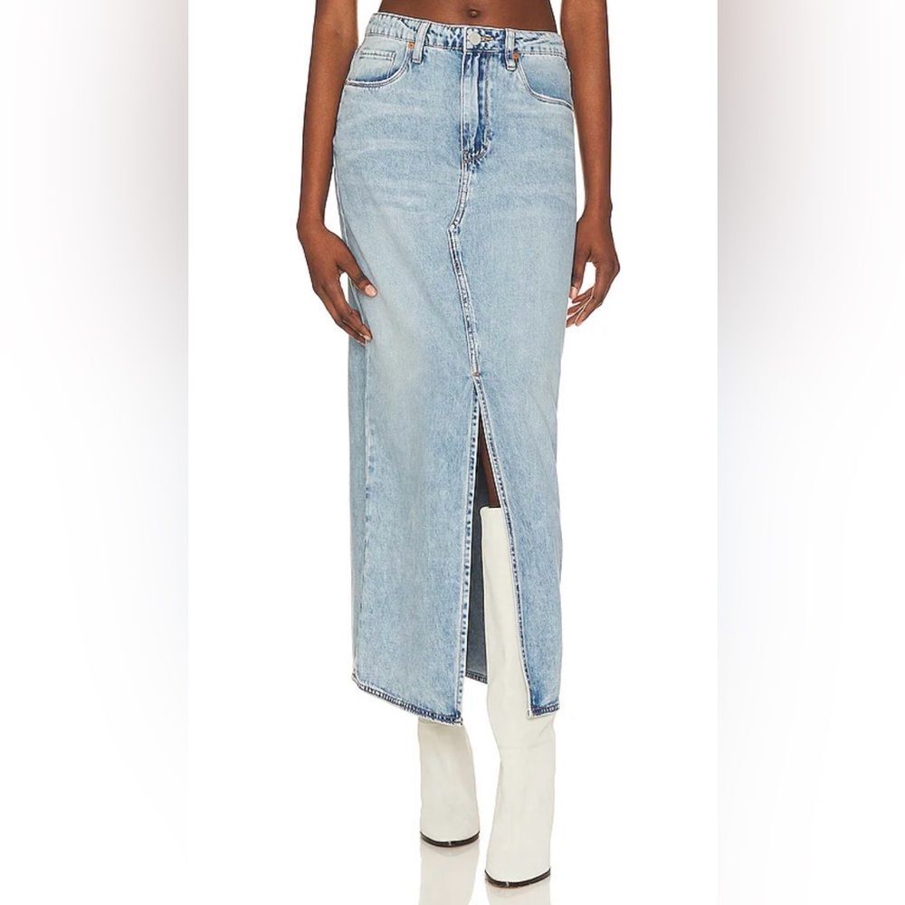 BlankNYC In My Mind Front Slit Denim Midi Skirt Size 28